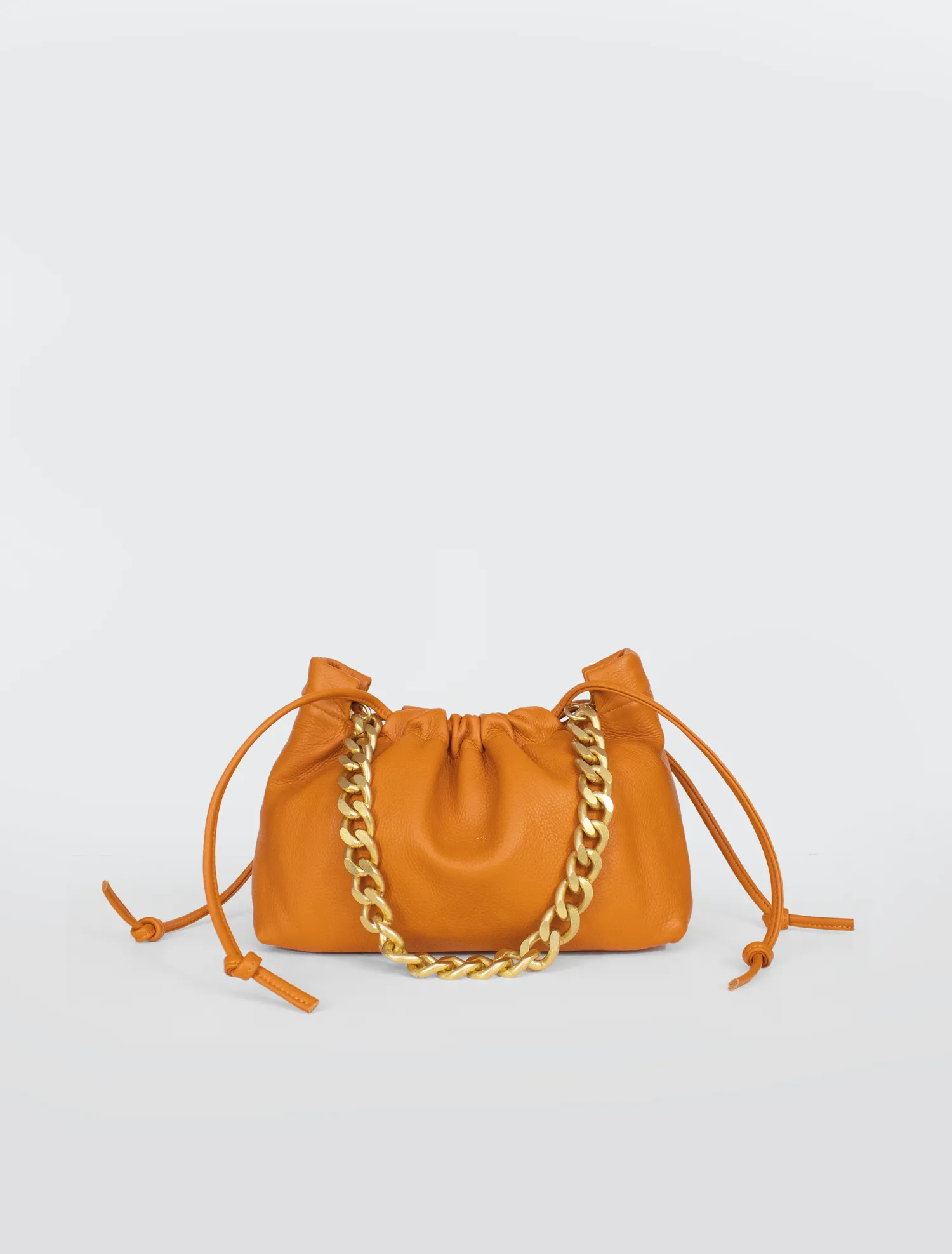 LEATHER BAG "ANOUK" WITH DETACHABLE CHAIN IN ORANGE