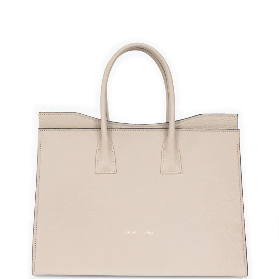 LEATHER TOTE BAG "BENT" IN BEIGE