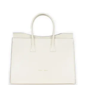 LEATHER TOTE BAG "BENT" IN OFF-WHITE