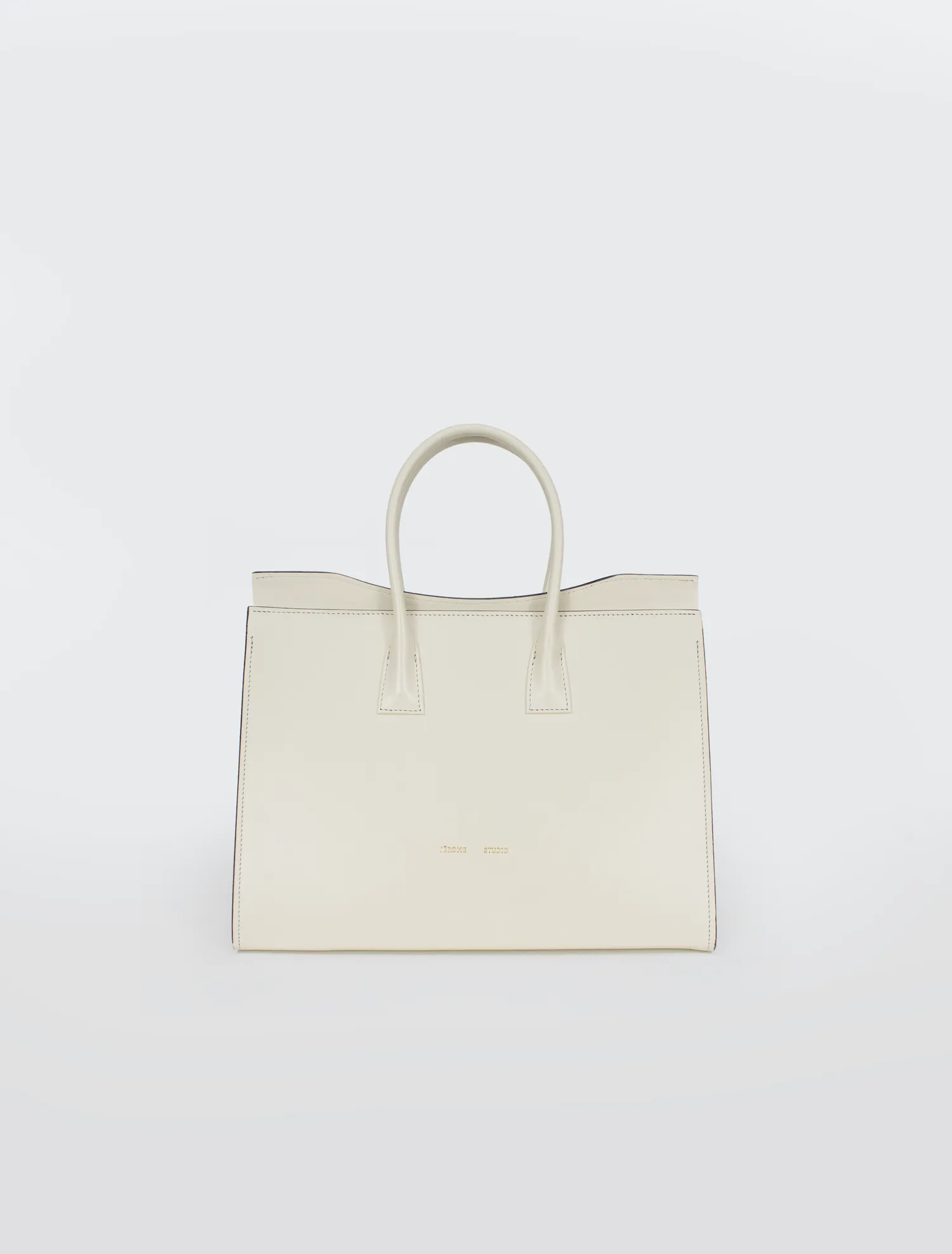 LEATHER TOTE BAG "BENT" IN OFF-WHITE