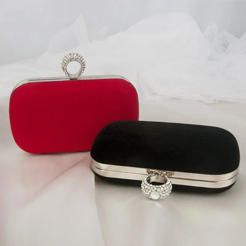 Luxy Moon Velvet Diamond Ring Snap Clutch Purse