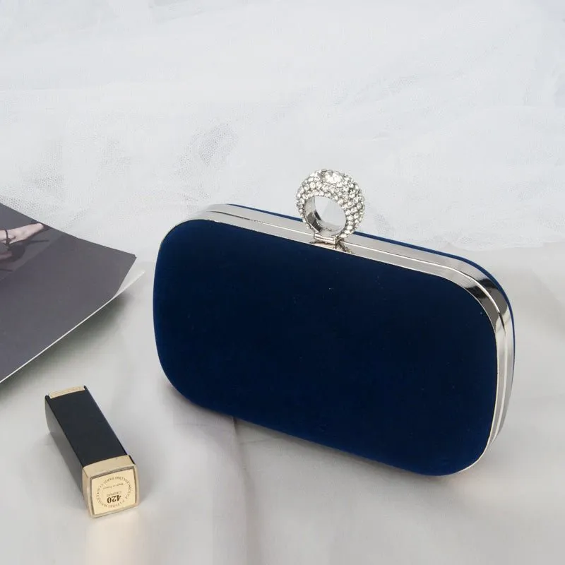 Luxy Moon Velvet Diamond Ring Snap Clutch Purse