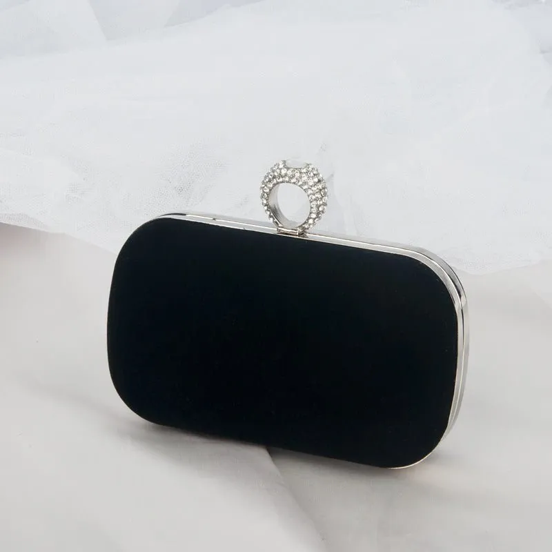 Luxy Moon Velvet Diamond Ring Snap Clutch Purse