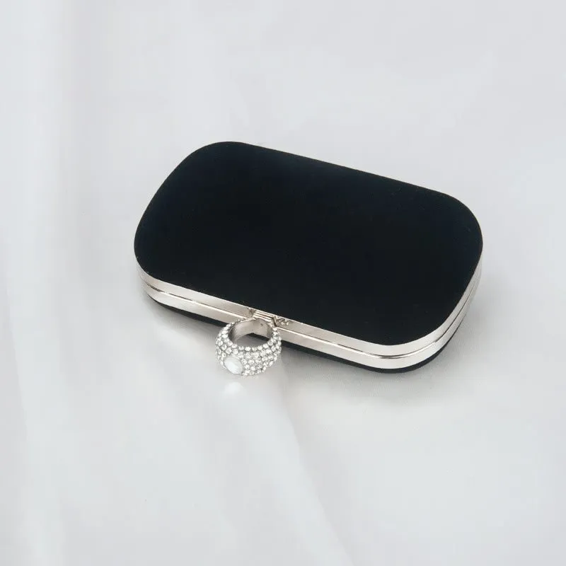 Luxy Moon Velvet Diamond Ring Snap Clutch Purse