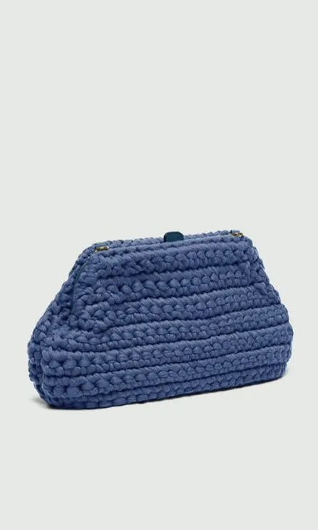 Marella Crochet woven Blue Handbag