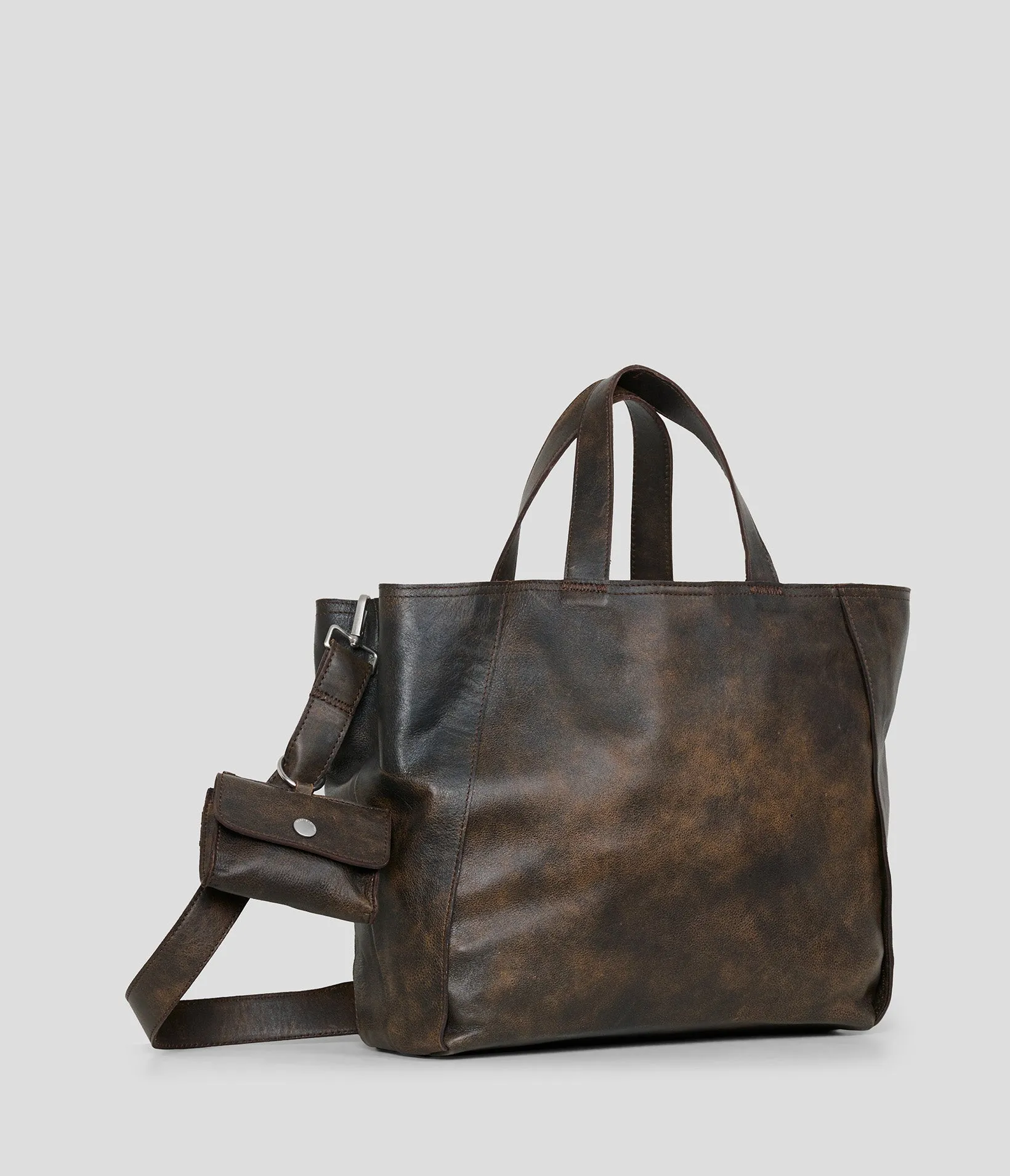 Maribel Leather Tote Bag With Removable Pouch