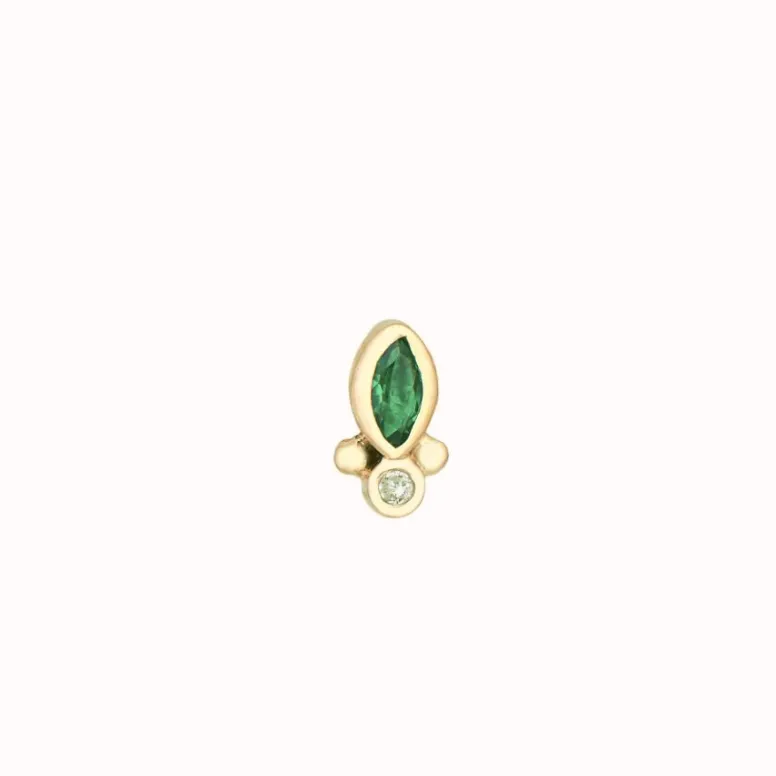 MARQUISE EMERALD SINGLE EARRING