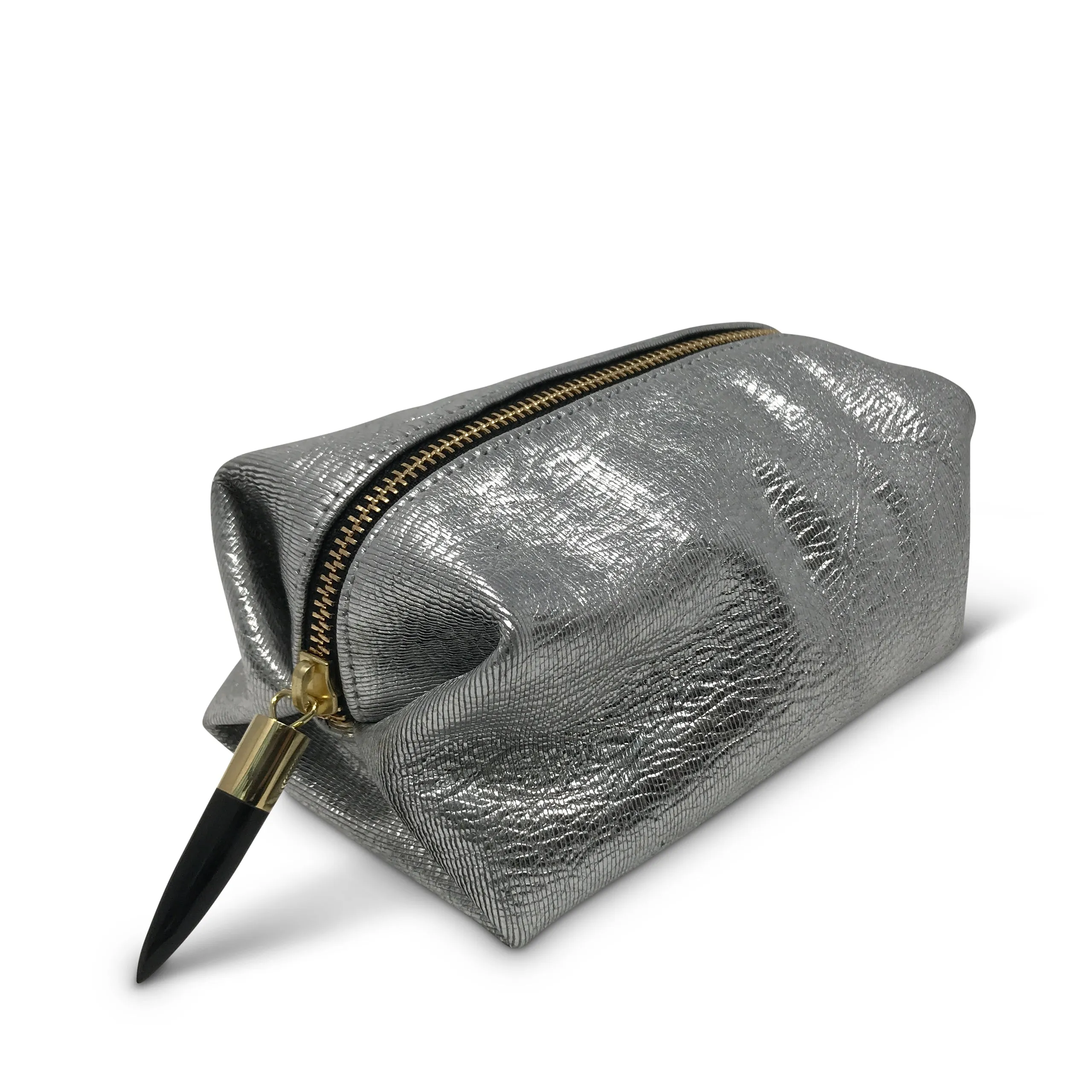 Metallic Rain Silver Cosmetic Case