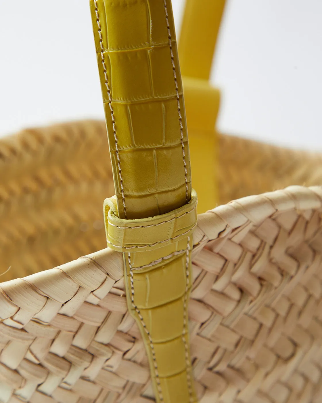 Mini Basket Tote Leather Emboss Croc Yellow