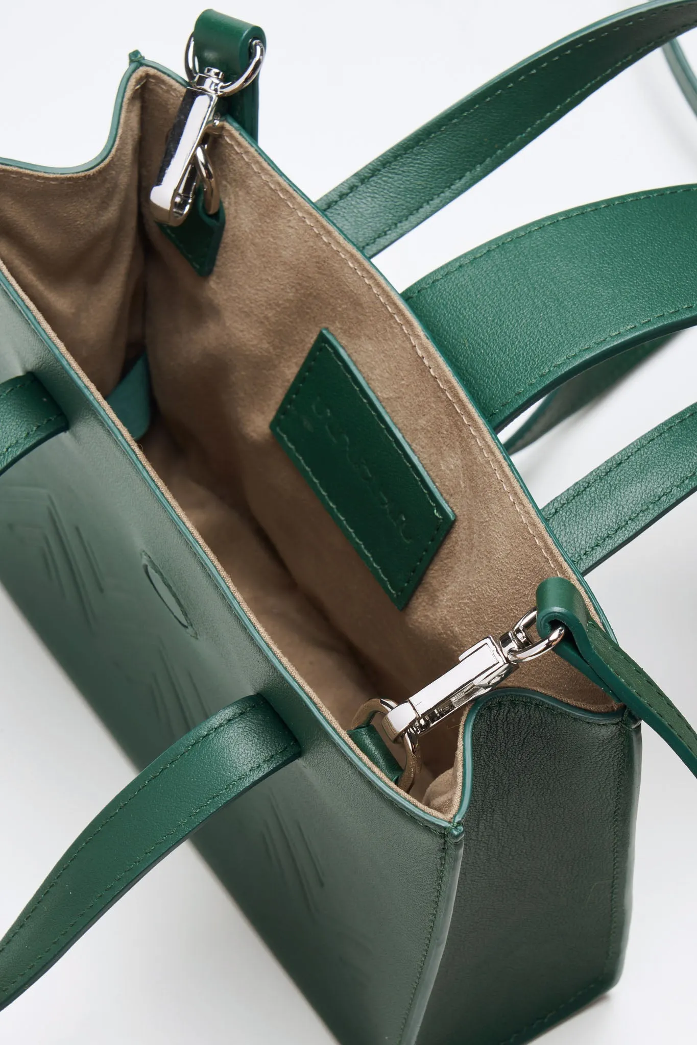 Mini leather crossover tote green