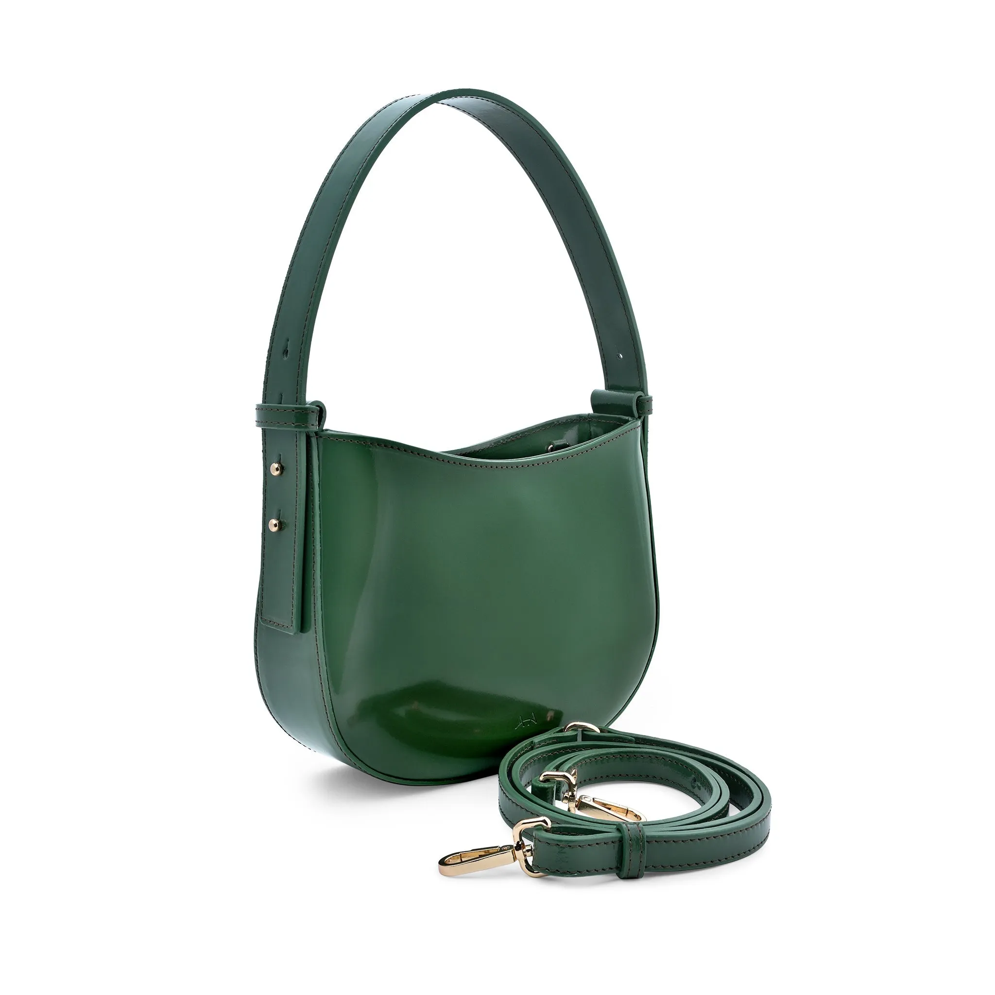 Mio Green Semi Patent Leather Shoulder Bag