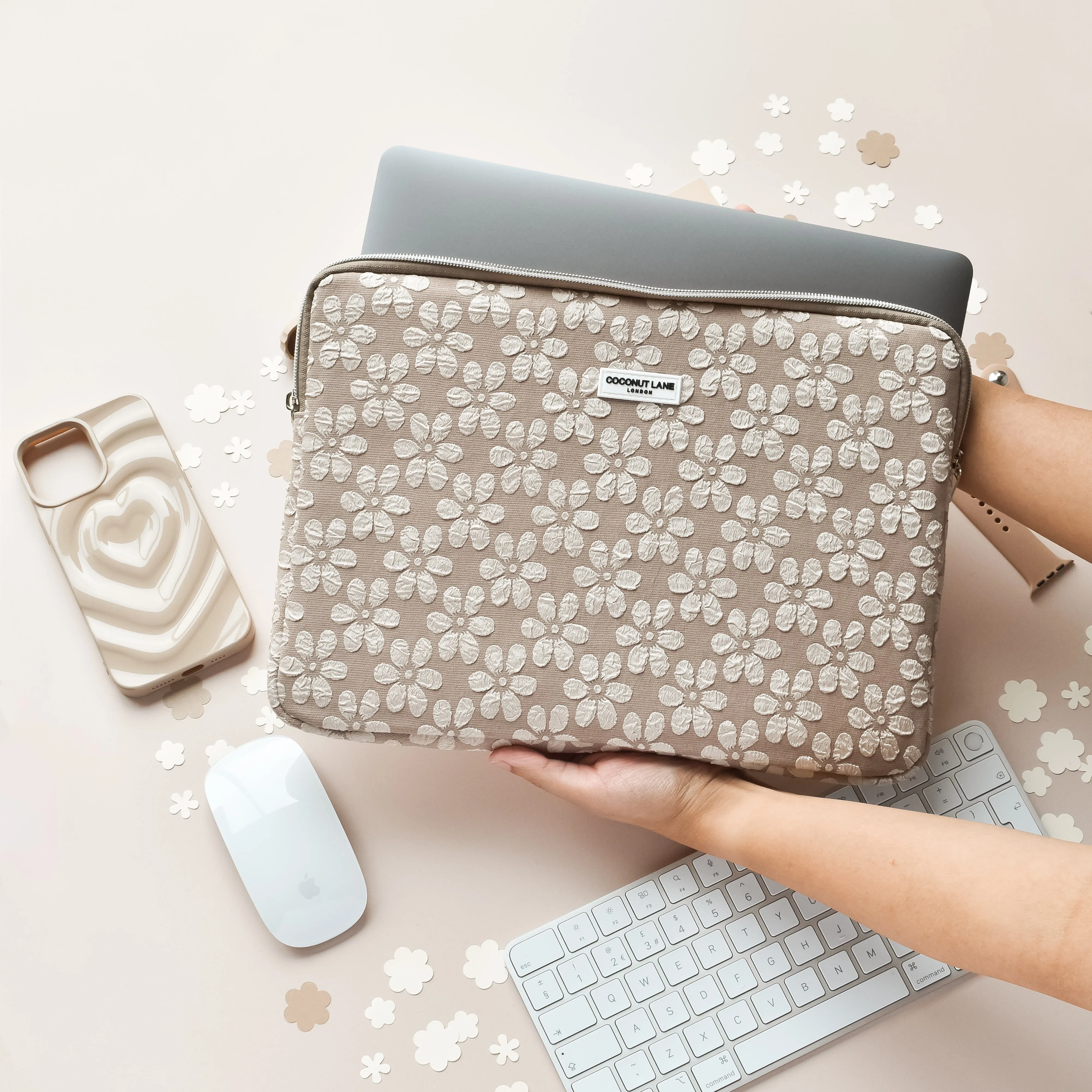 Mocha Flower Laptop Sleeve