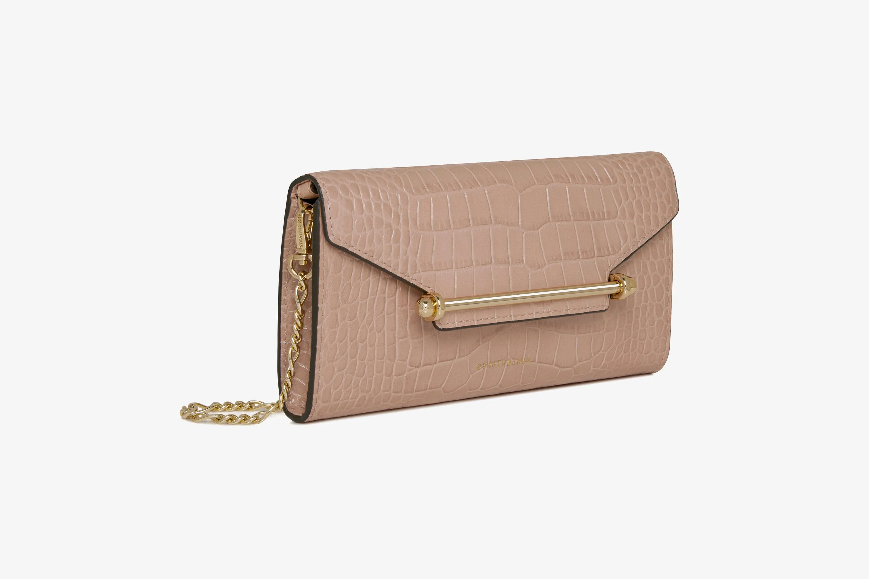 Multrees Chain Wallet - Croc-Embossed Leather Peony