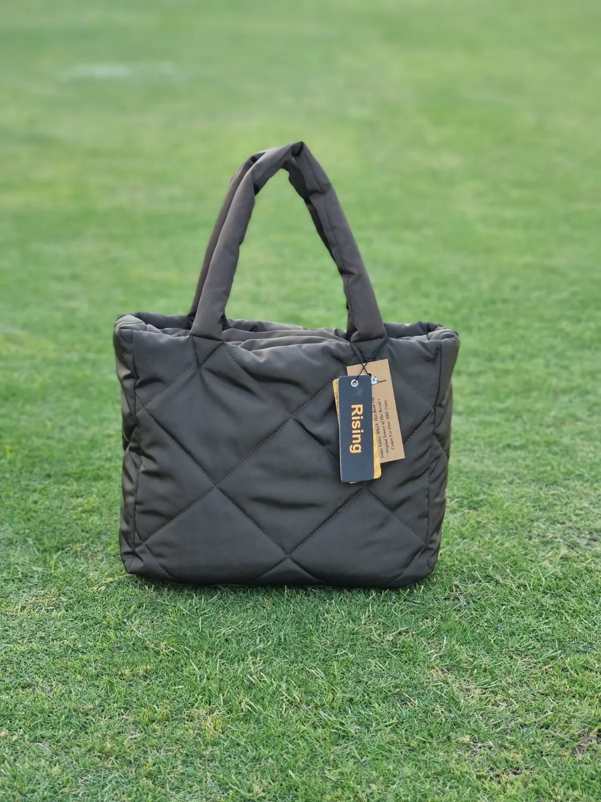 Olive Quilted Tote Bag