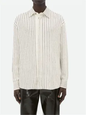 PINSTRIPE SHIRT IN FINE KNITTED LINEN.