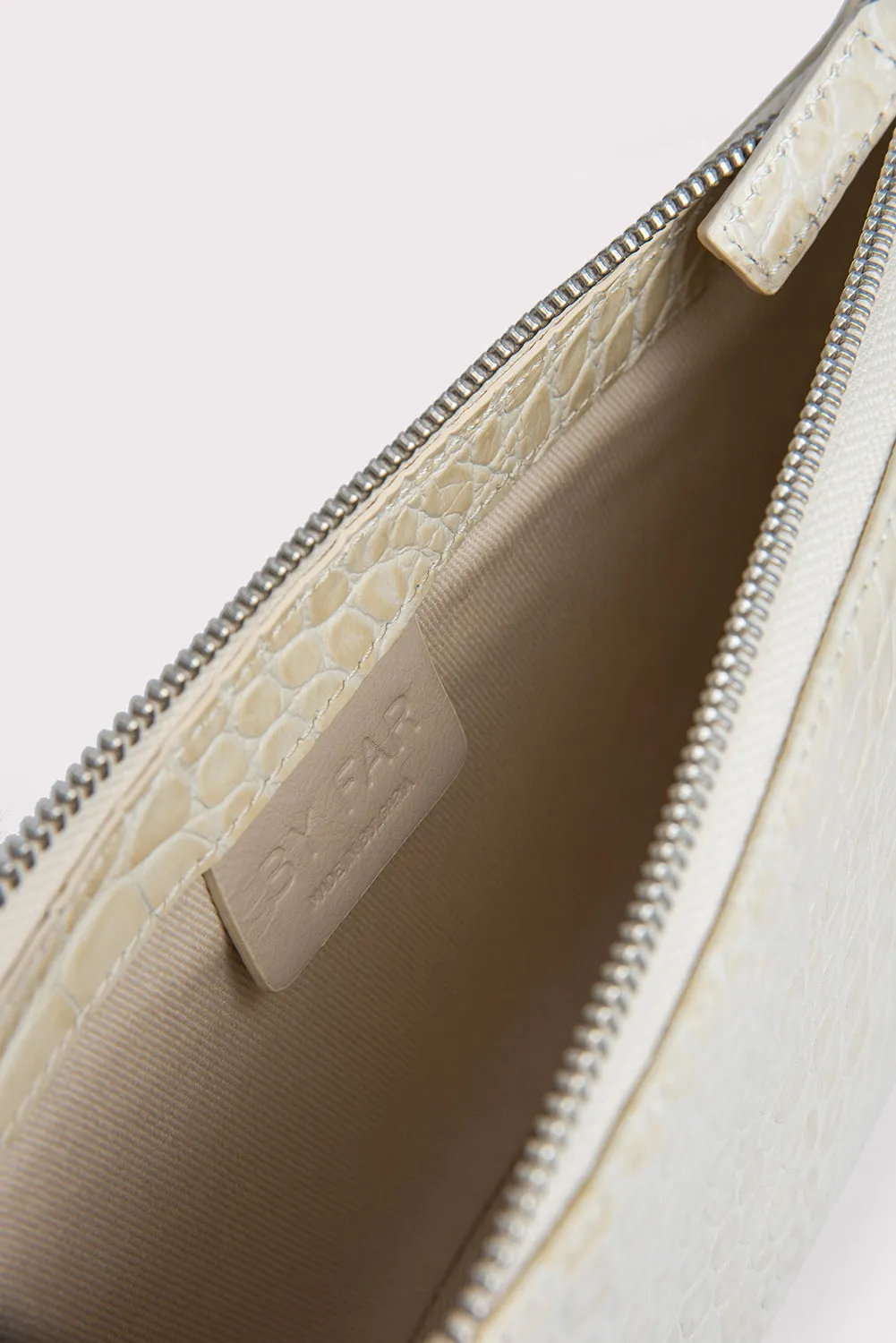 Rachel Cream Croco Embossed Leather