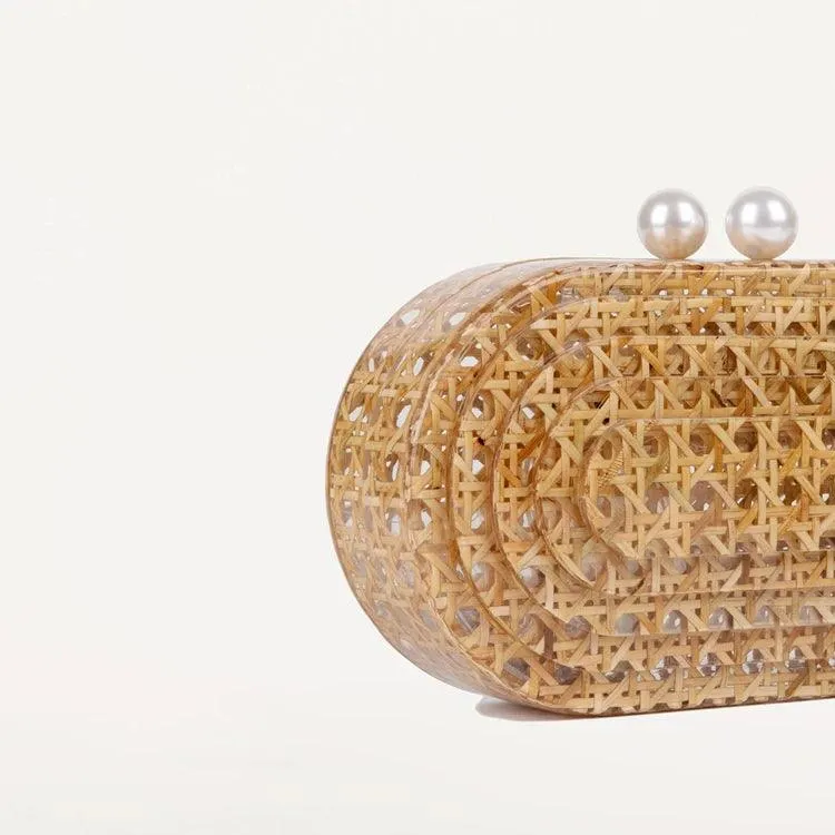 Rhoda Egg Rattan Clutch Bag