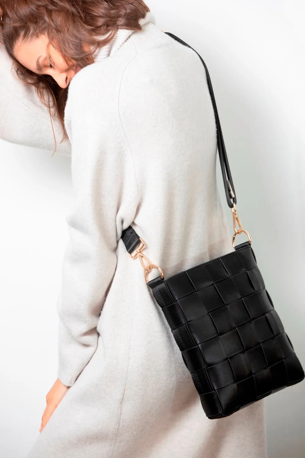 Shoulder Bag | Braided Strap Bag | Black | Vegan