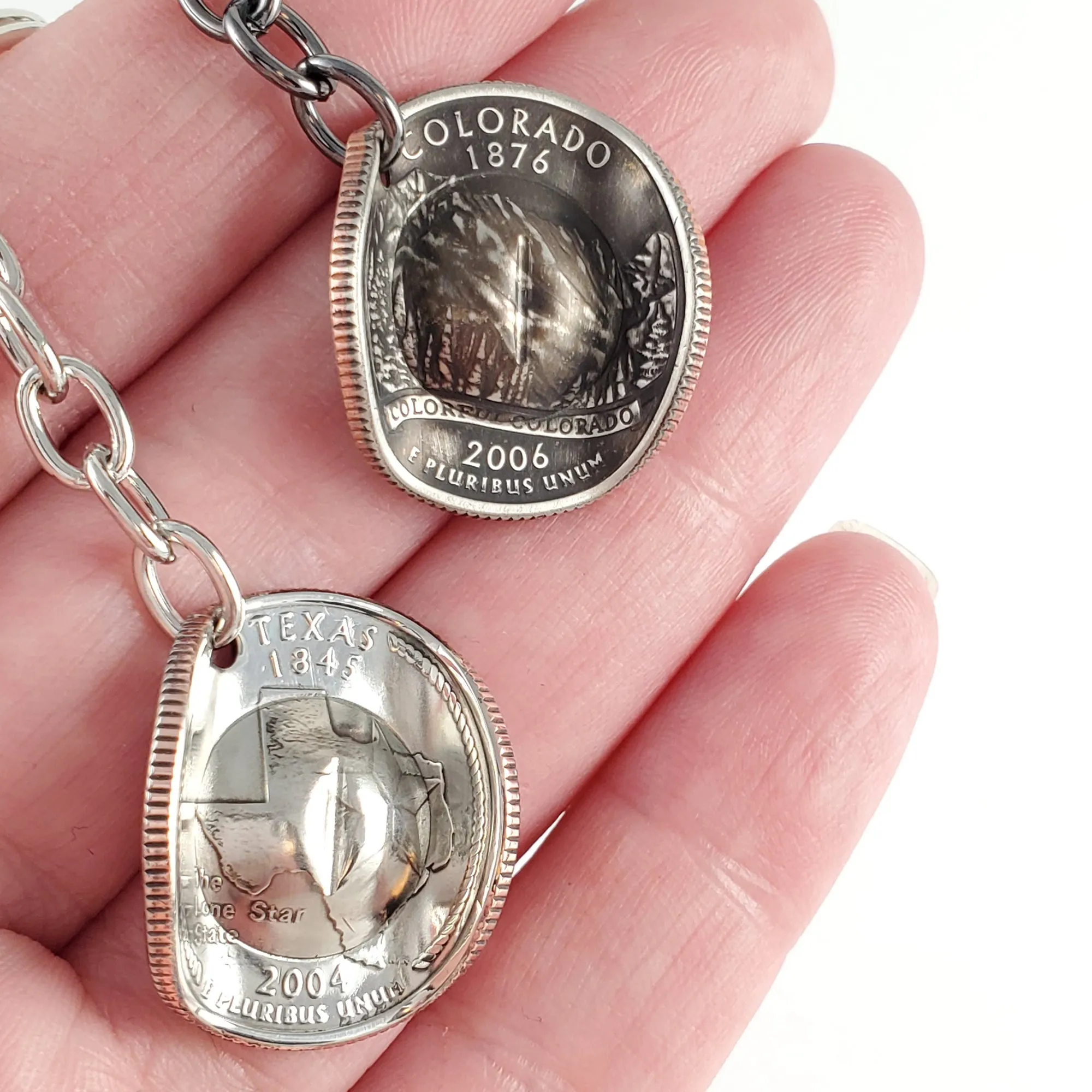 State Quarter Cowboy Hat Coin Keychain - Wholesale