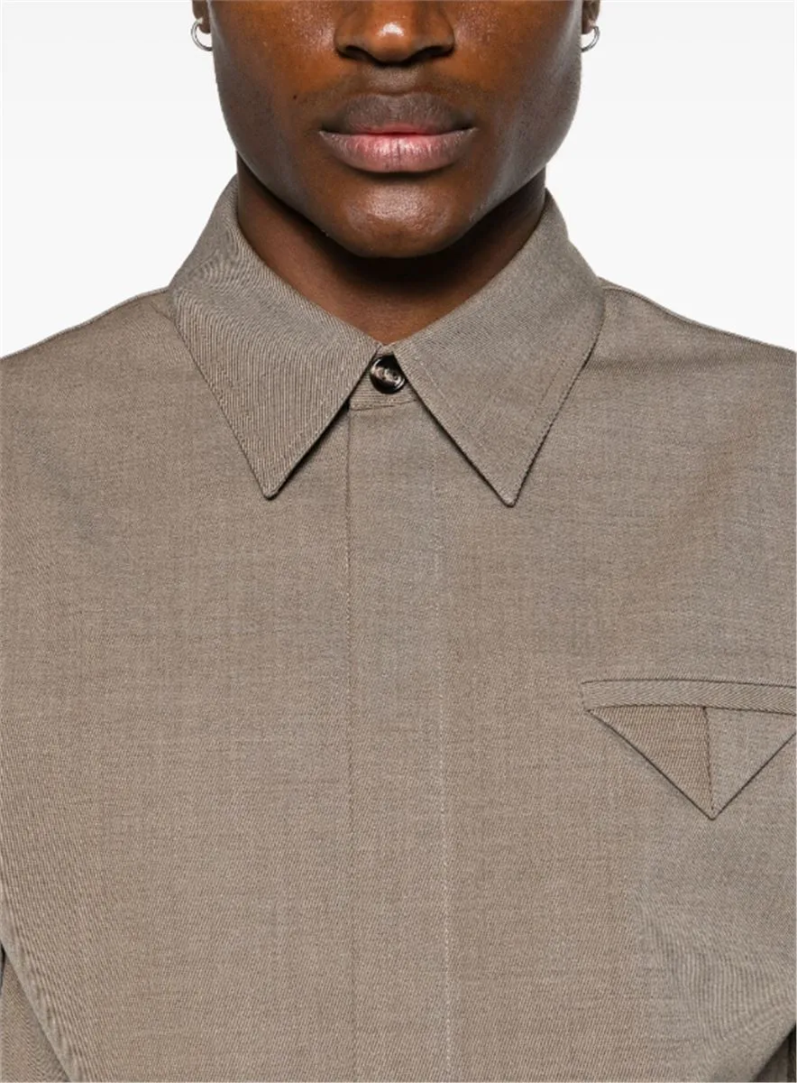 STRAIGHT-POINT COLLAR TWILL SHIRT