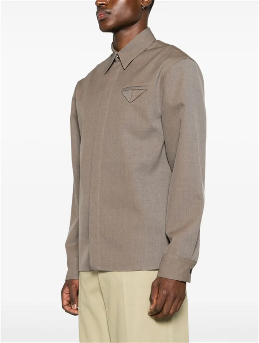 STRAIGHT-POINT COLLAR TWILL SHIRT