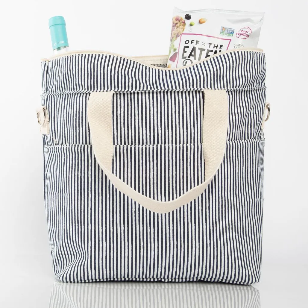 Striped Cooler Bag Navy & White