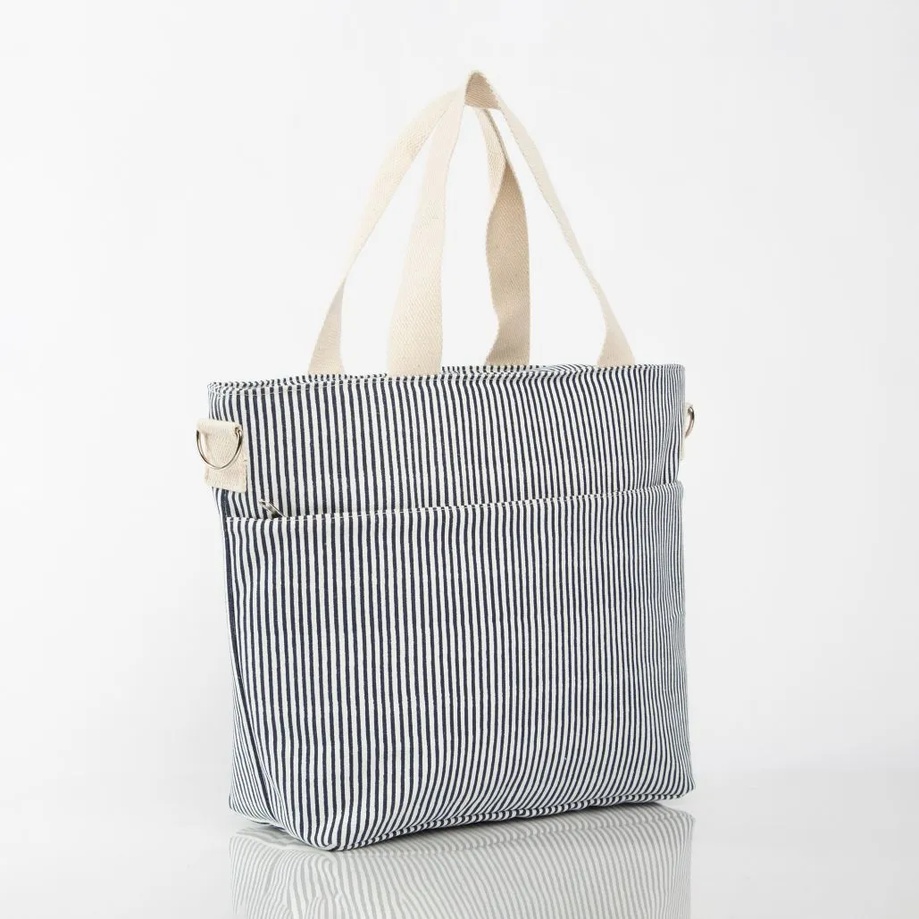 Striped Cooler Bag Navy & White