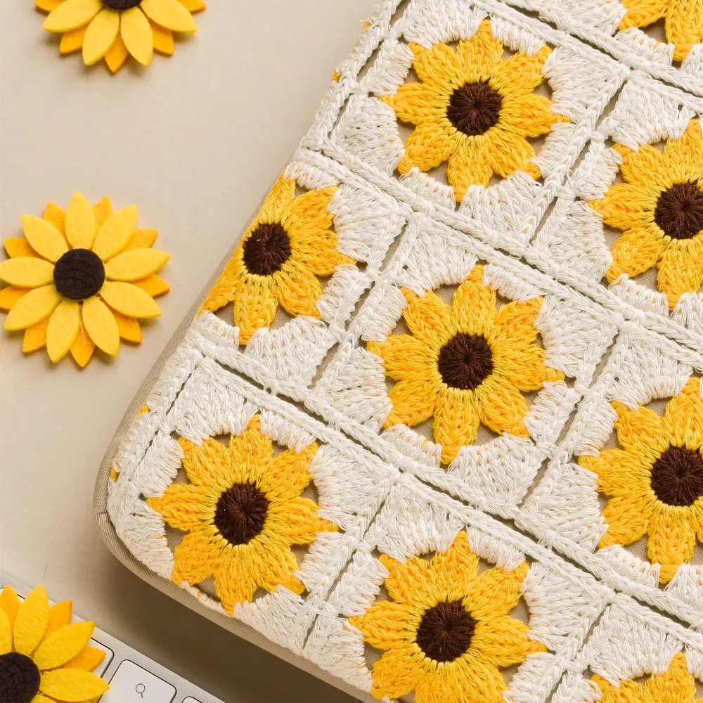 Sunflower Crochet Laptop Sleeve