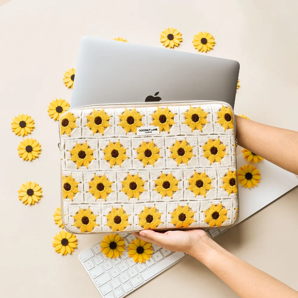 Sunflower Crochet Laptop Sleeve