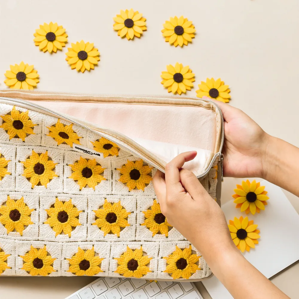 Sunflower Crochet Laptop Sleeve