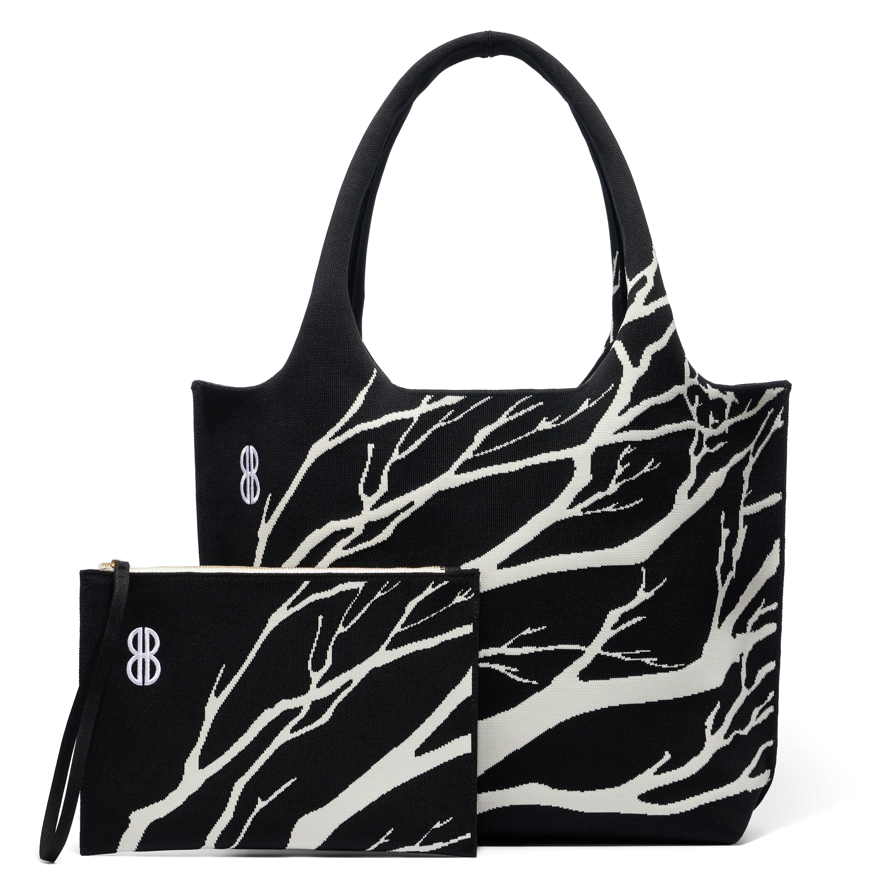 Sutton City Tote - Black Tree Branches with pouch - Large