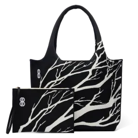 Sutton City Tote - Black Tree Branches with pouch - Large