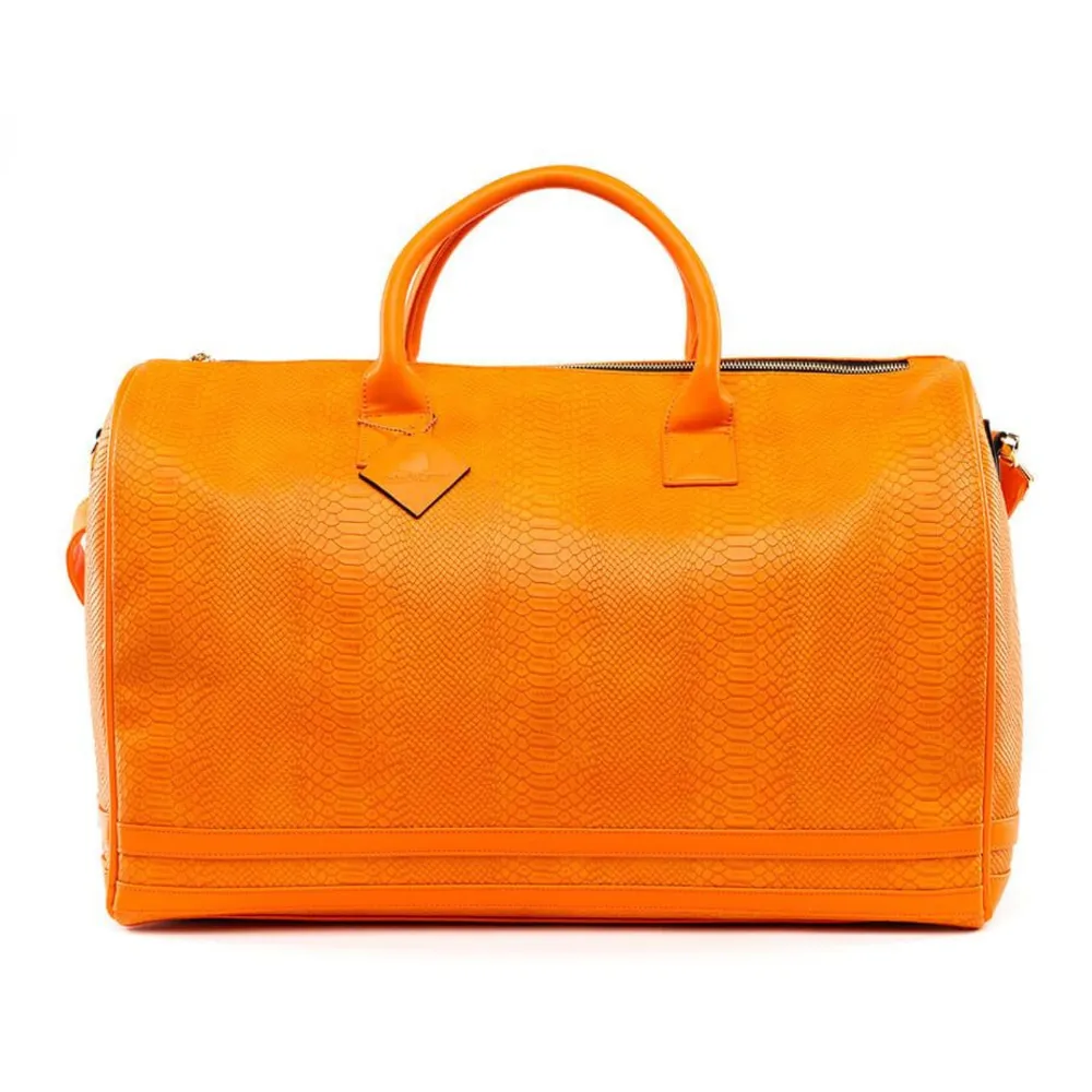 Tangerine Apollo 1 Faux Snakeskin Duffle Bag