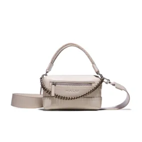 THE LITEN | VIDEUNG WITH BEIGE LEATHER STRAP, CREAM WEBBING AND GUNMETAL CHAIN,