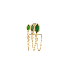 Triple Marquise Green Tourmaline Chain Earring