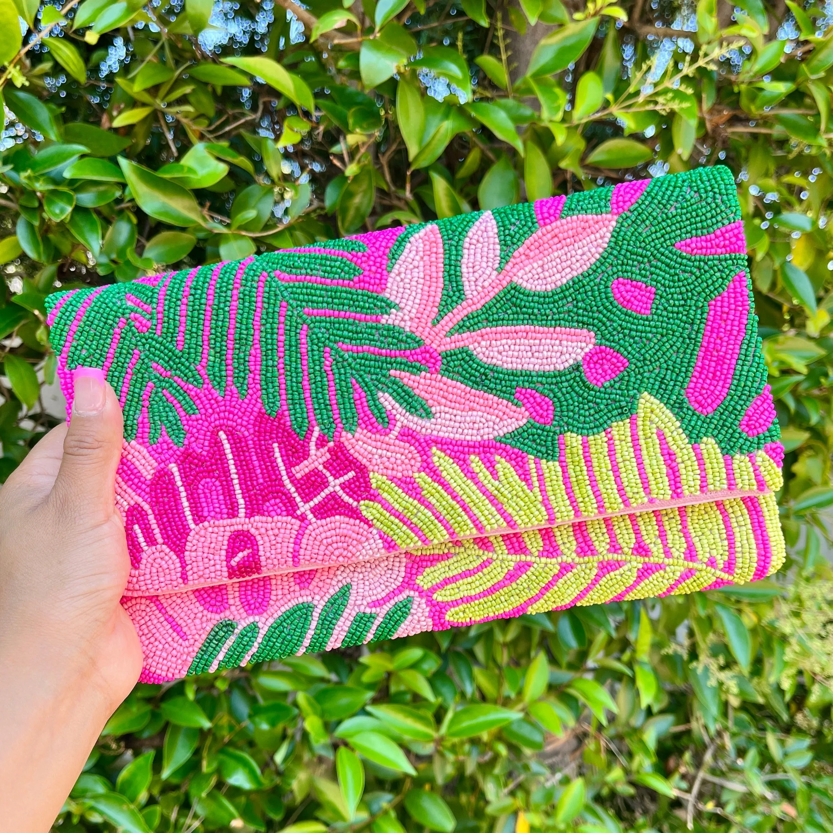 Tropical Beaded Clutch Purse