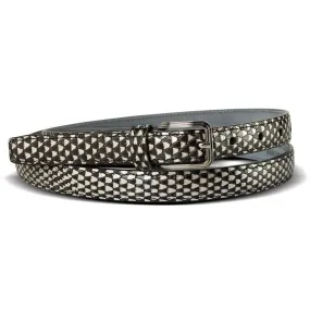 Via Veneta Genuine Leather Belt | Black/White