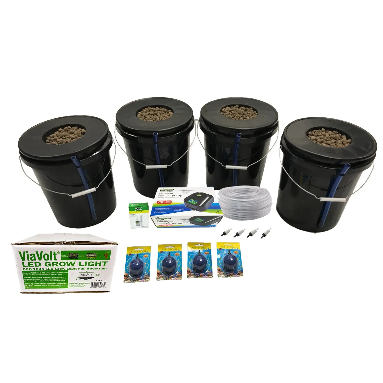 Viagrow VDIY-4 DWC hydroponic 4-Plant System, with VLED100 Black