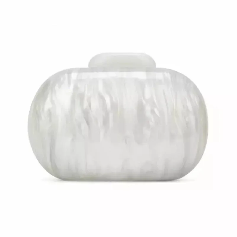 White Round Acrylic Evening Pearl Bag