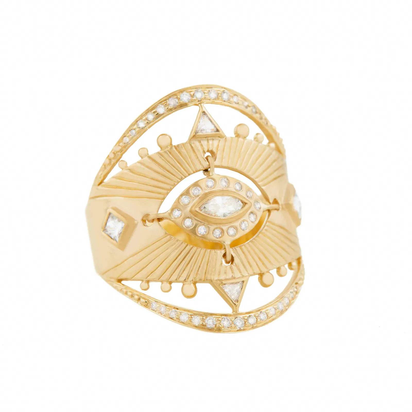 YELLOW GOLD DIAMOND MARQUISE EYE RING