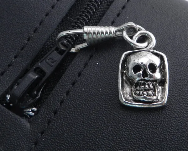 Zipper Pull with Skull Square